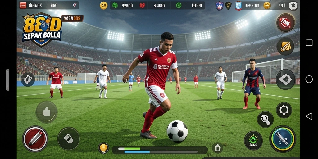 Tampilan gameplay seru dalam 88ID yang menggambarkan pertandingan sepak bola.