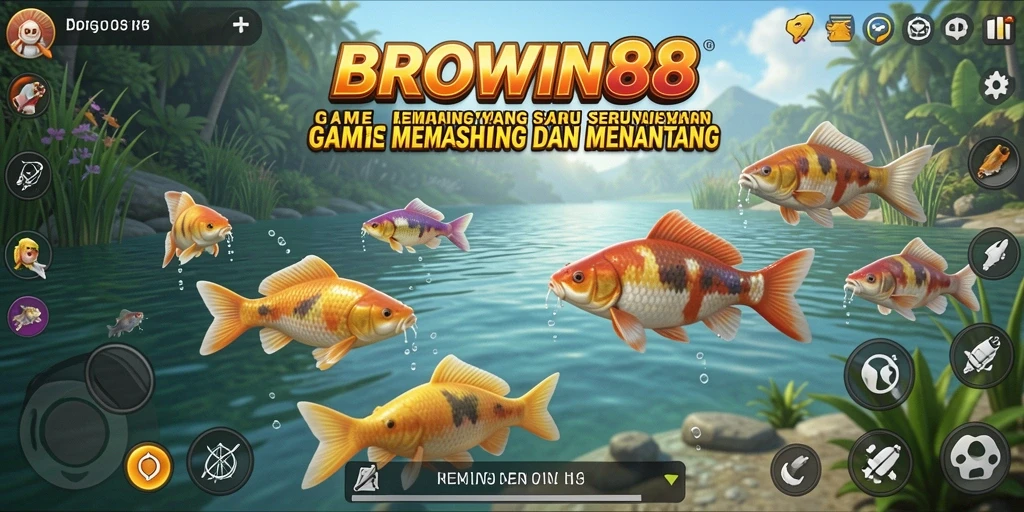 Tampilan gameplay BROWIN88 yang menampilkan aktivitas memancing yang seru.
