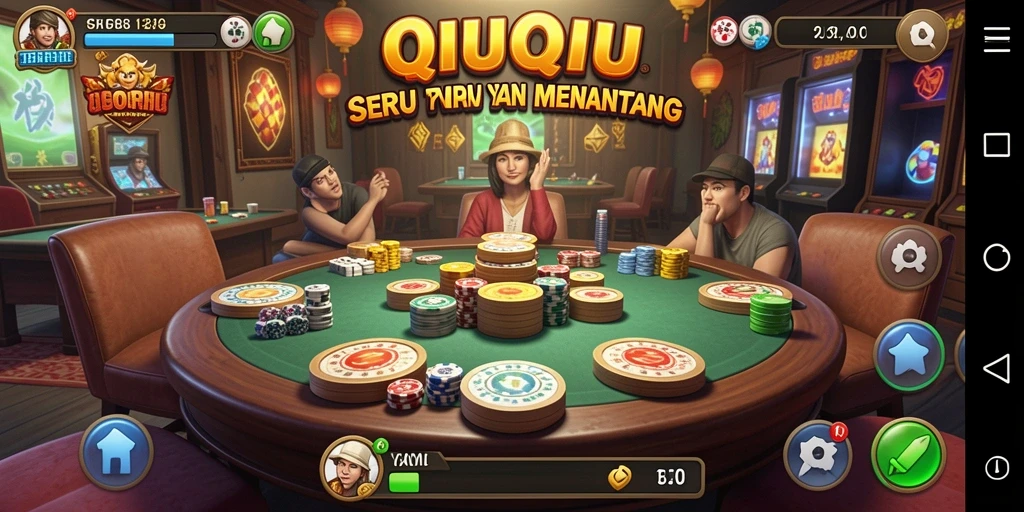 Screenshot gameplay FO8 menampilkan aksi seru dalam permainan QiuQiu.