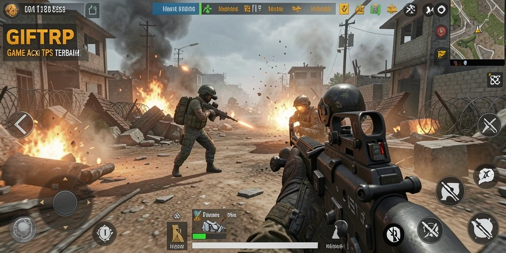 Tampilan gameplay GIFTRP yang penuh aksi dan strategi.