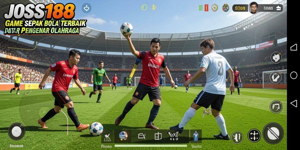 Screenshot JOSS188 menampilkan aksi seru dalam permainan sepak bola.