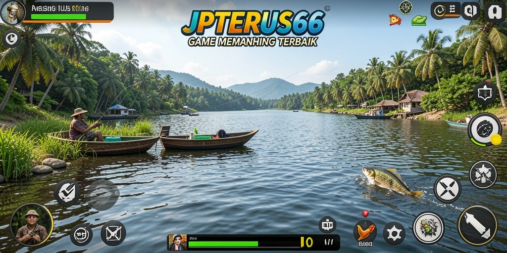 Screenshot gameplay JPTERUS66 menampilkan aksi memancing seru.