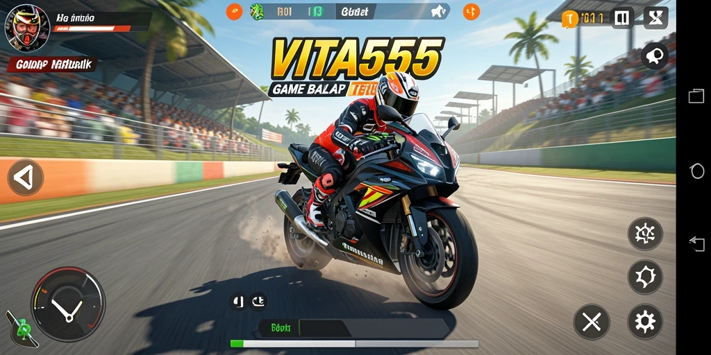 Tampilan gameplay balapan motor yang mendebarkan dan penuh aksi.